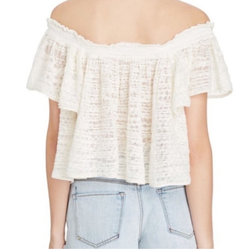 Free People White Flutter Sleeve Ruffled Blouse M - Picture 3 of 8